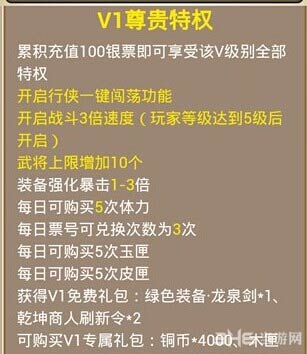 全民水浒vip1特权福利