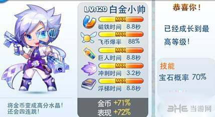 天天酷跑白金小帅满级属性