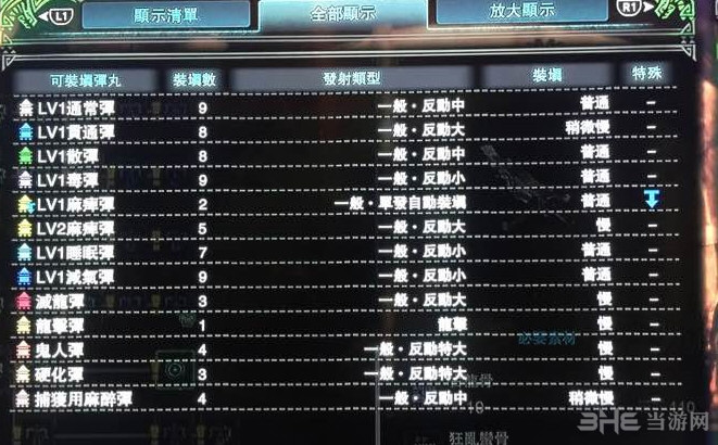 怪物猎人世界龙骨炮III子弹适配图