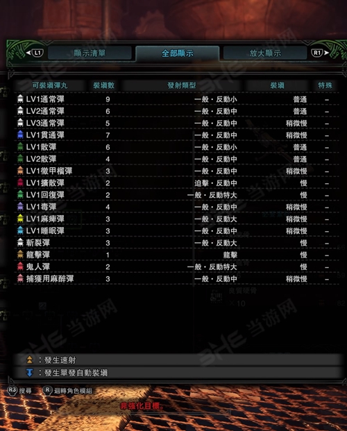 怪物猎人世界动能发射器I子弹适配图