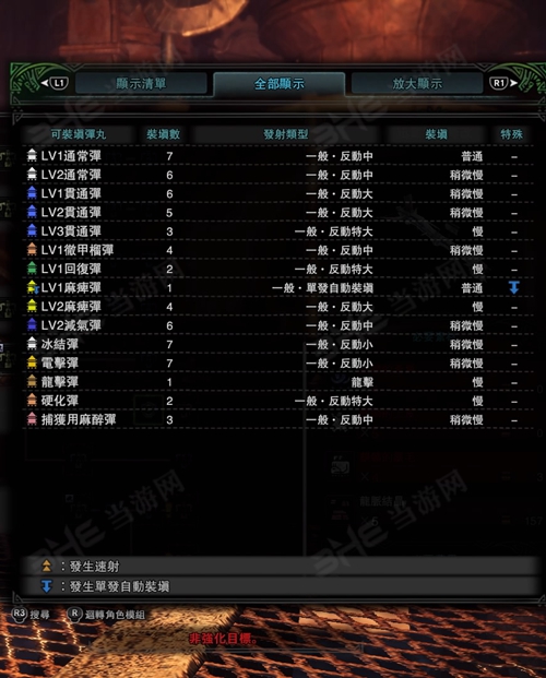 怪物猎人世界迅雷狙击弩改子弹适配图