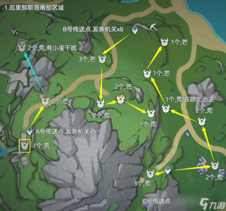 《原神》发条机关齿轮收集路线图