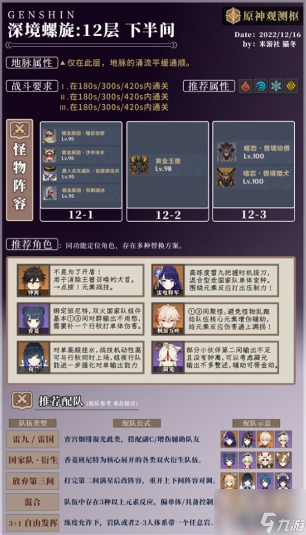 原神3.3深渊满星通关攻略大全