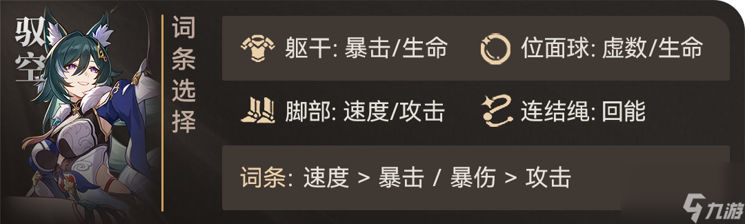 《崩坏星穹铁道》驭空带什么遗器好