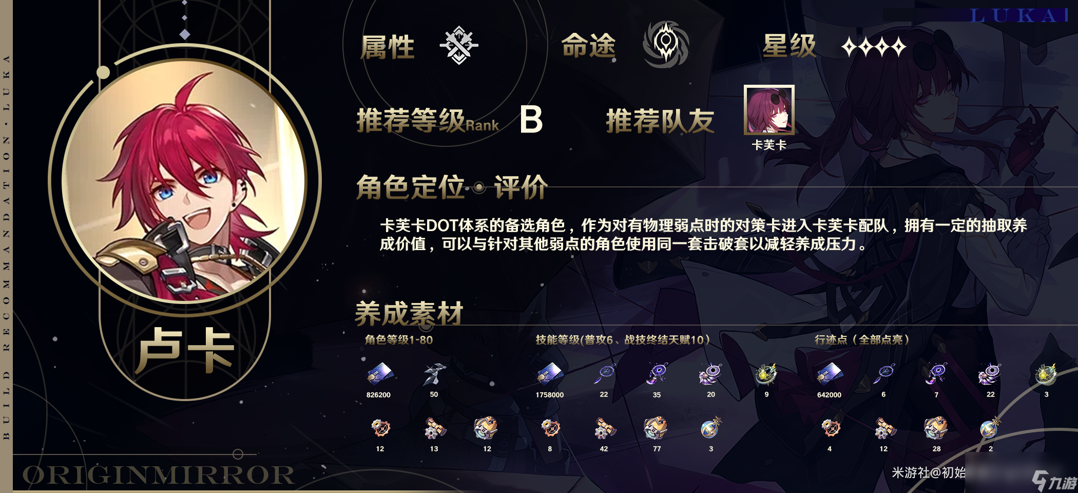 崩坏星穹铁道卢卡培养攻略