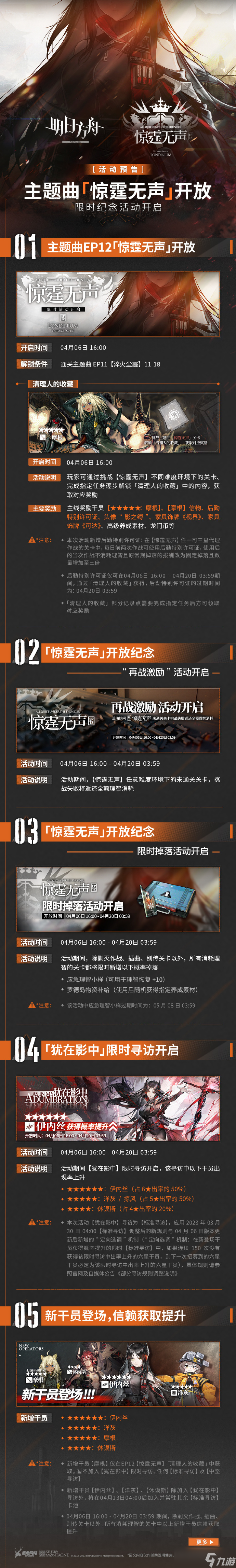 明日方舟主题曲惊霆无声活动内容一览 明日方舟主题曲惊霆无声有哪些活动