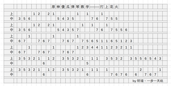 原神打上花火琴谱是什么