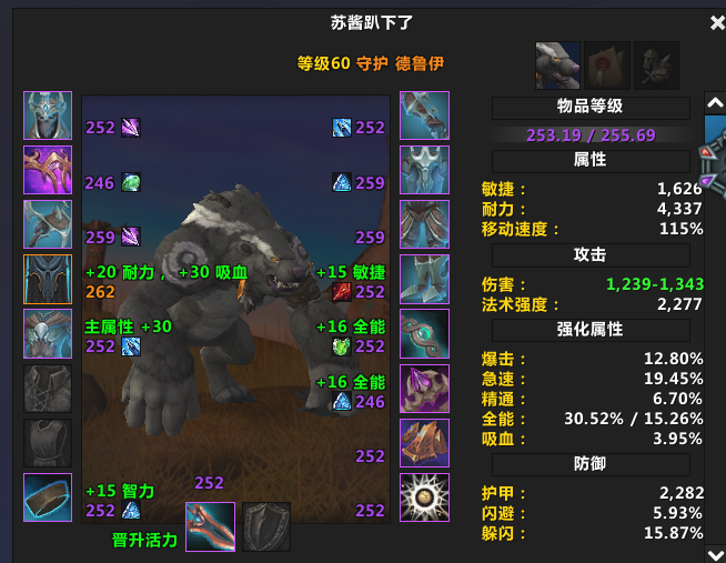 魔兽世界9.15熊T属性推荐