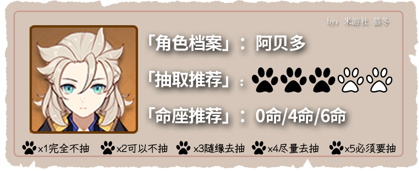 原神2.3版本阿贝多角色介绍