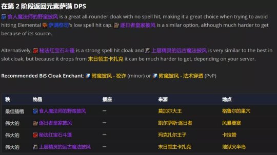 魔兽世界tbcp2元素萨bis装备宝石附魔怎么选