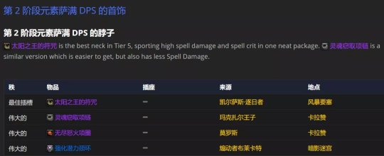 魔兽世界tbcp2元素萨bis装备宝石附魔怎么选