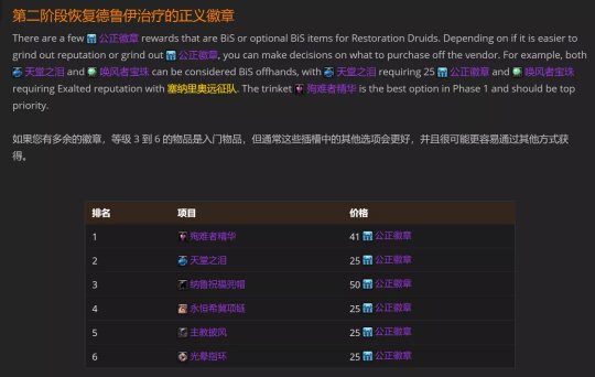 魔兽世界tbc奶德P2毕业装备搭配