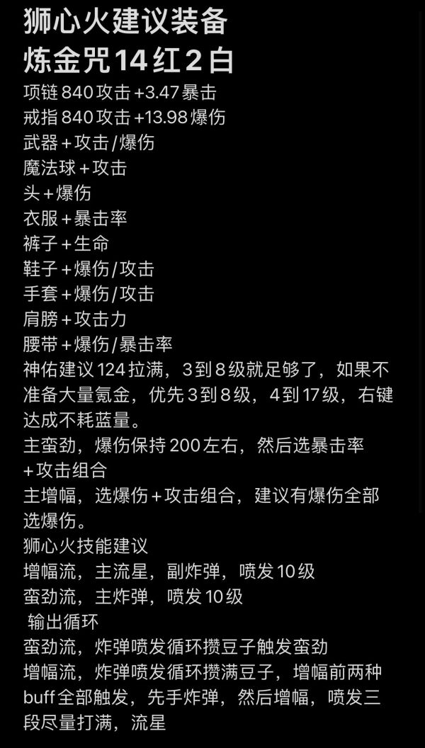 神佑释放狮心火法装备搭配