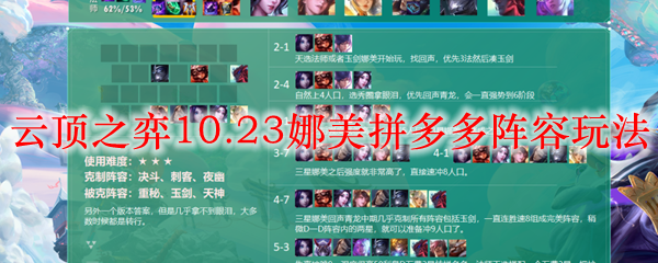 云顶之弈10.23娜美拼多多阵容玩法