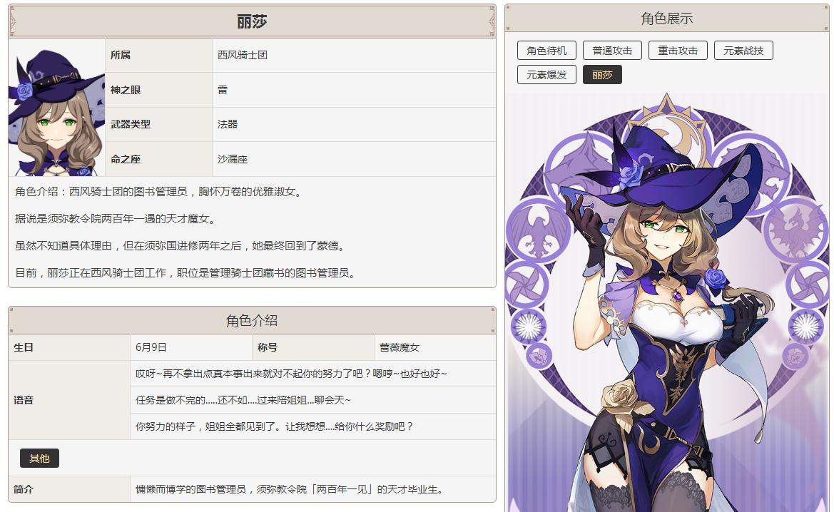 原神丽莎喜欢什么花