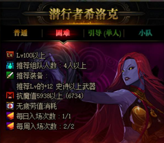 DNF希洛克单人模式门槛