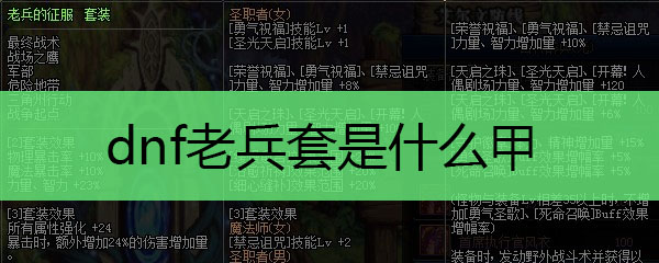 dnf老兵套是什么甲