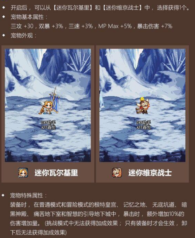 《DNF》2020迷你瓦尔基里属性介绍