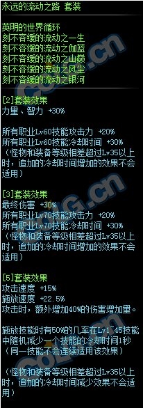 《DNF》永远的流动之路套装属性外观一览