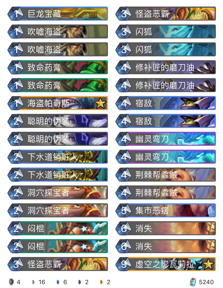 《炉石传说》巨龙降临狂野剽窃贼卡组介绍