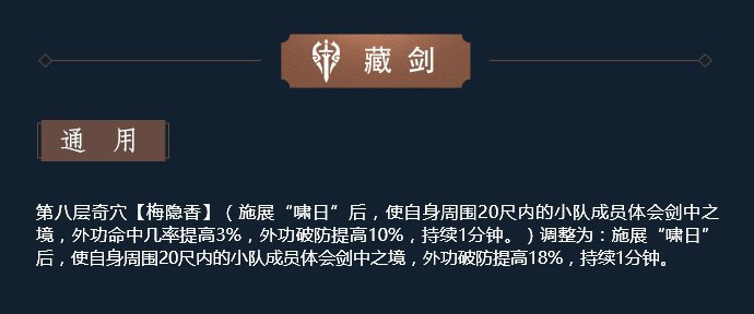 《剑网3》11月12日凌雪藏锋藏剑技改解读
