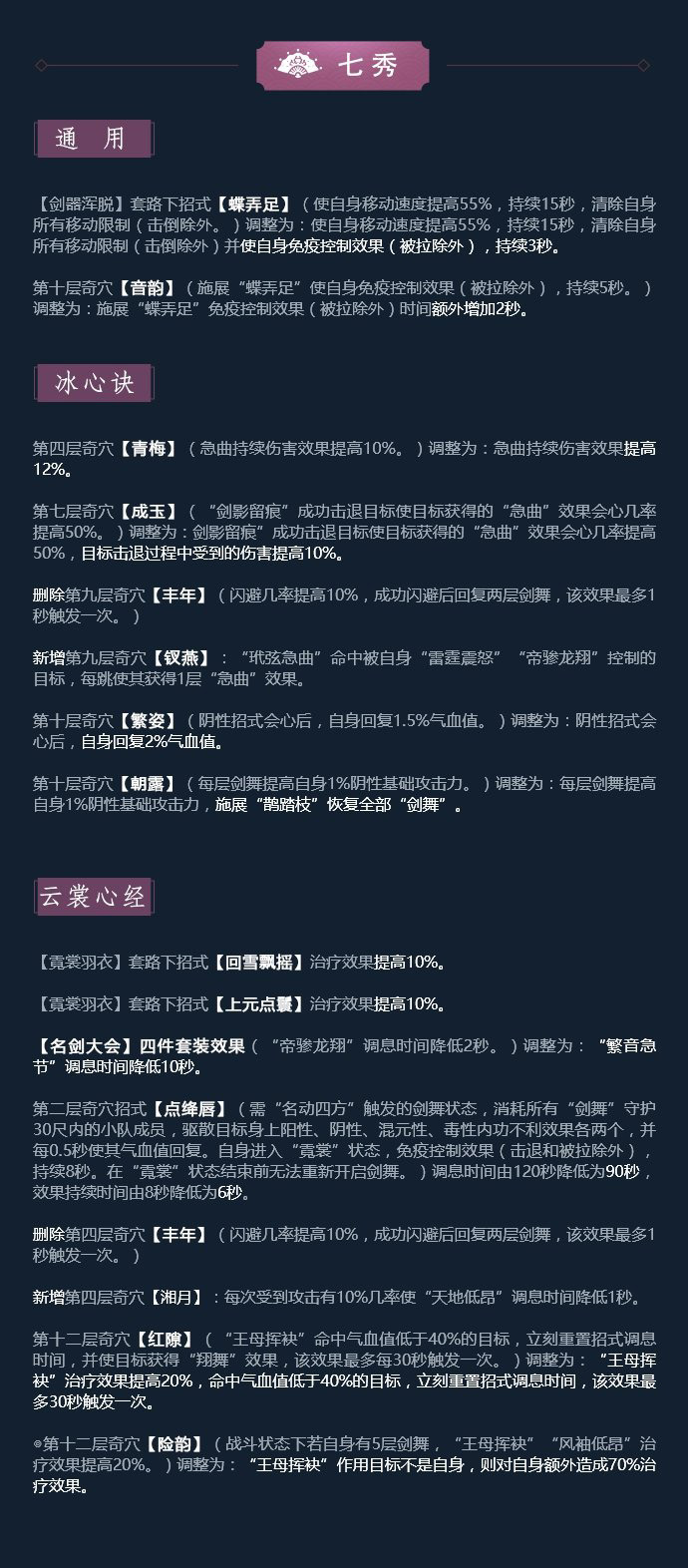 《剑网3》凌雪藏锋七秀技改详解