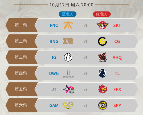 《LOL》S9小组赛全部赛程汇总