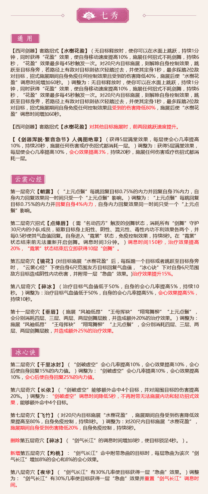 《剑网3》怒海争锋七秀第二次技改一览