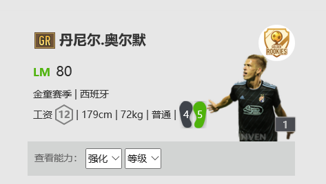 《Fifa online 4》丹尼尔.奥尔默球员详细信息