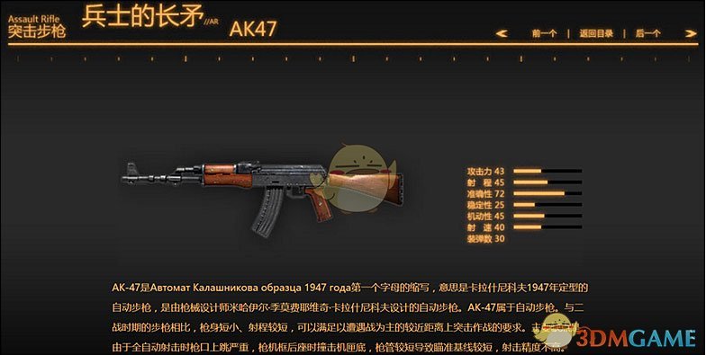 《战地之王》枪械属性一览