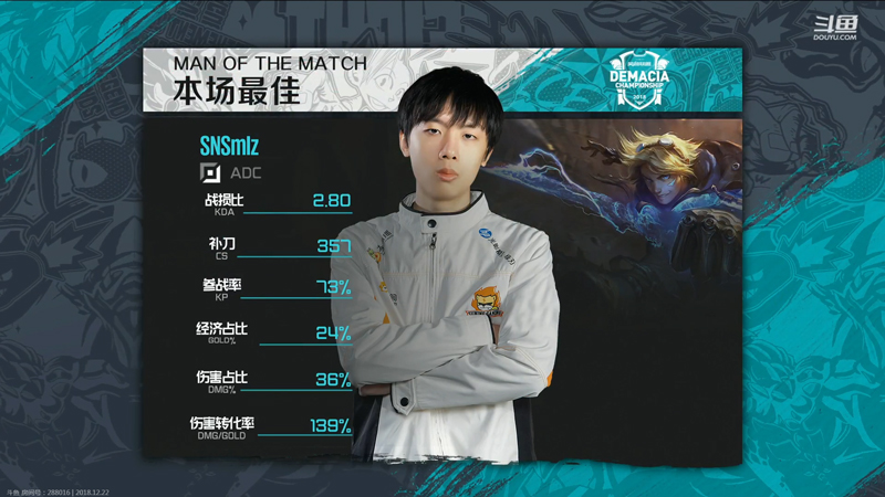 《LOL》德玛西亚杯12月22日SN vs EDG比赛战报