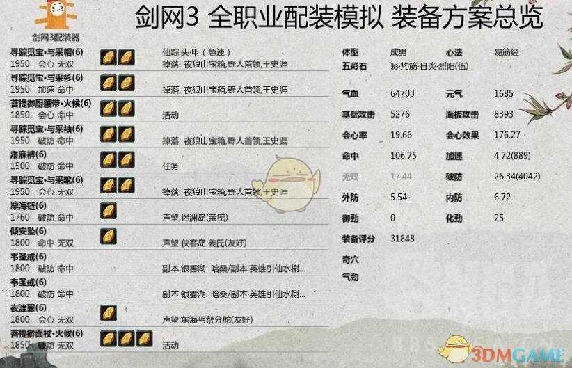 《剑网3》世外蓬莱100级初期装备获取攻略