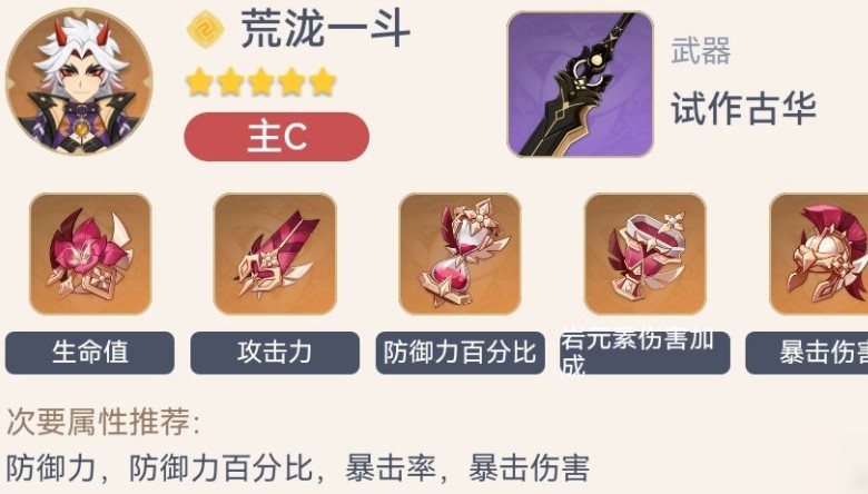 原神荒泷一斗全阶段配装教程