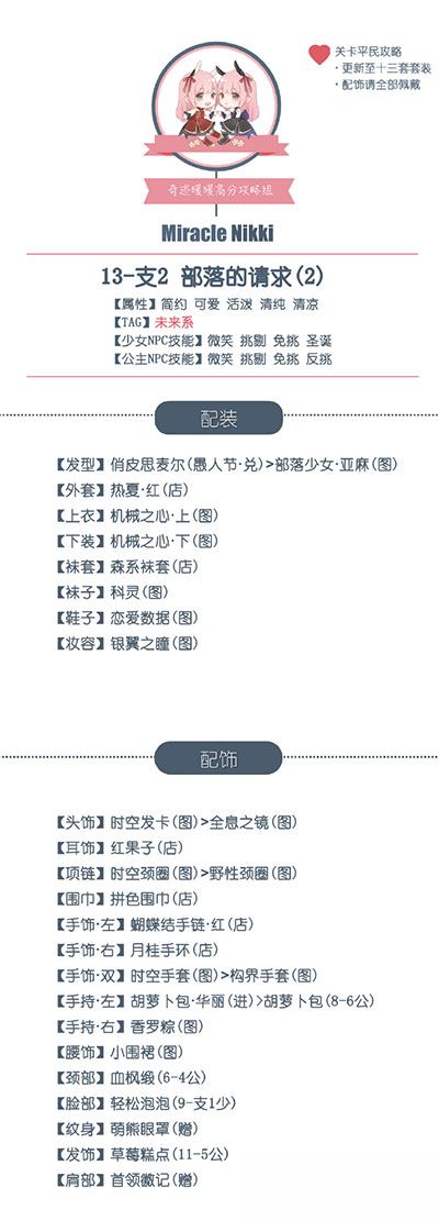 《奇迹暖暖》【少女级】13-支2部落的请求（2）攻略