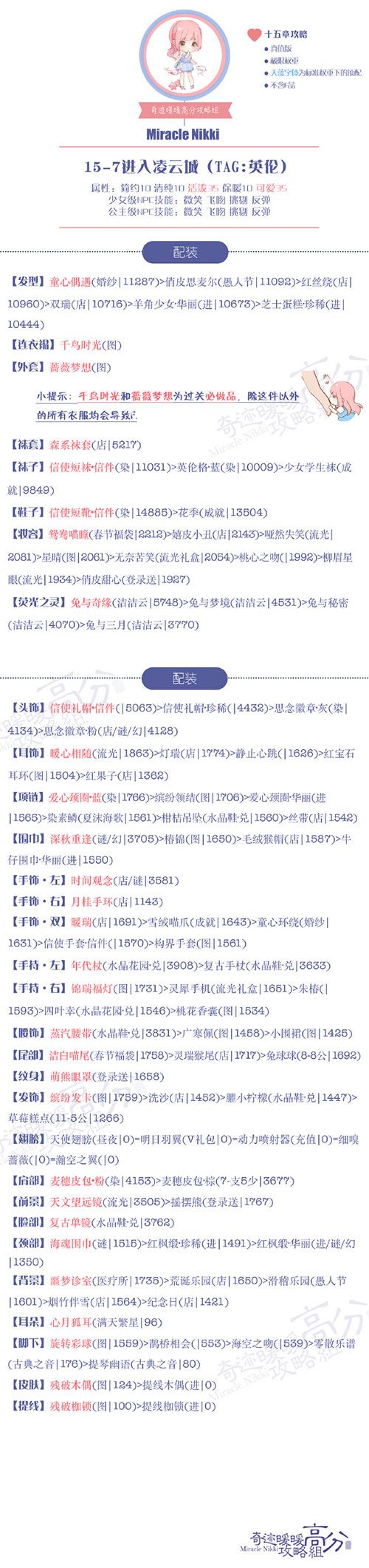 《奇迹暖暖》【公主级】15-7进入凌云城S攻略