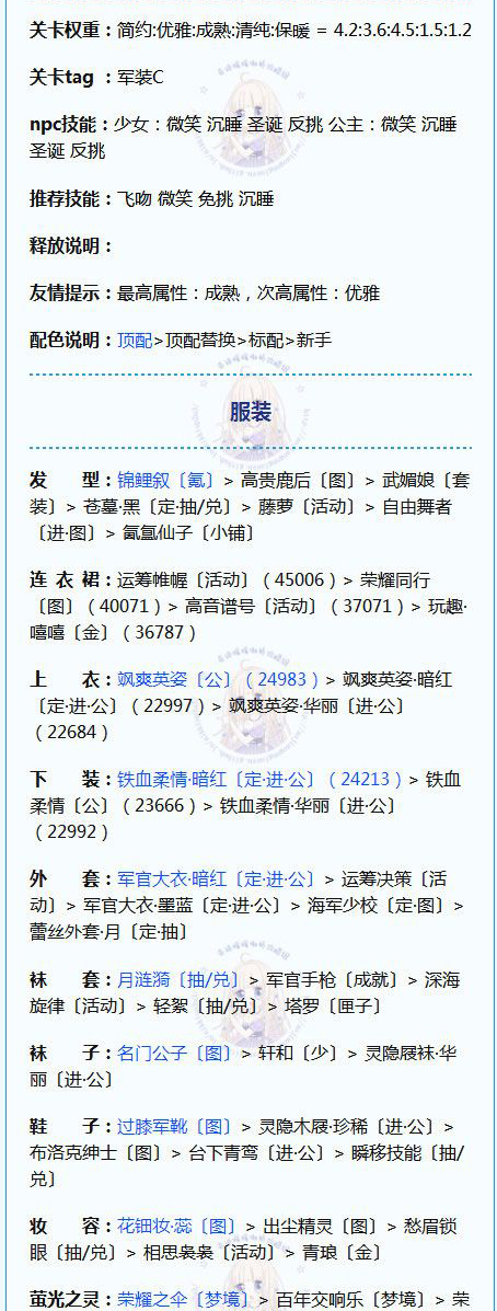 《奇迹暖暖》【公主级】16-支3军装挑战S攻略