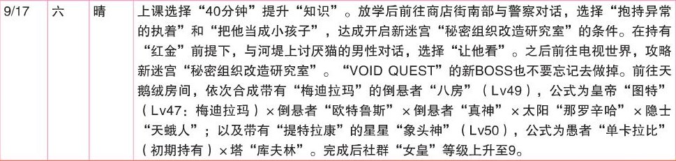《女神异闻录4：黄金版》9月行动推荐