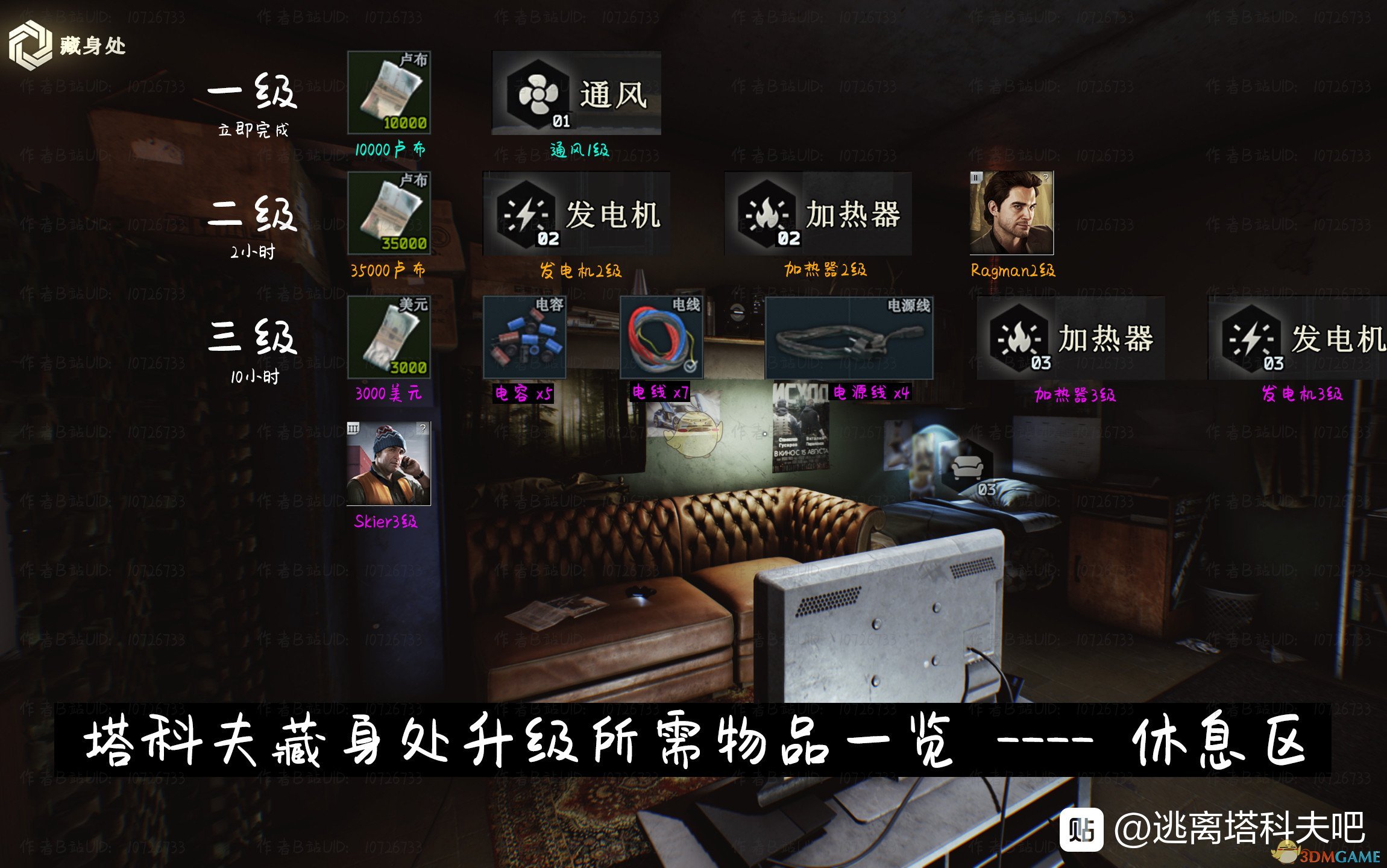 《逃离塔科夫》藏身处加热器提升所需条件一览