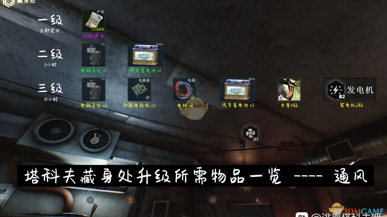 《逃离塔科夫》藏身处通风系统提升所需条件一览
