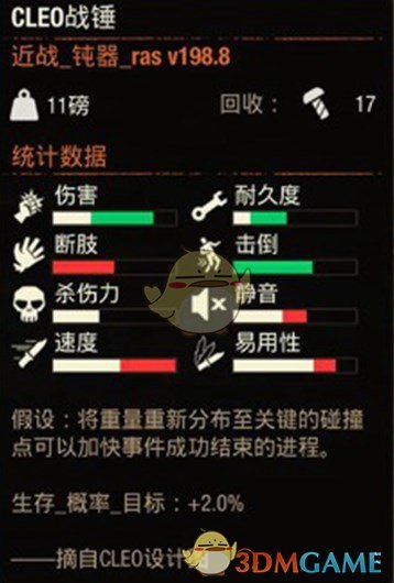 《腐烂国度2》CLEO战锤属性分享