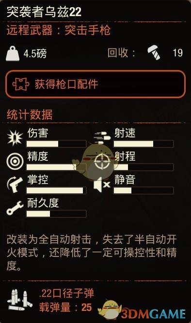 《腐烂国度2》突袭者乌兹22冲锋枪属性分享