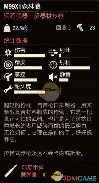 《腐烂国度2》M99X1森林狼狙击枪属性分享