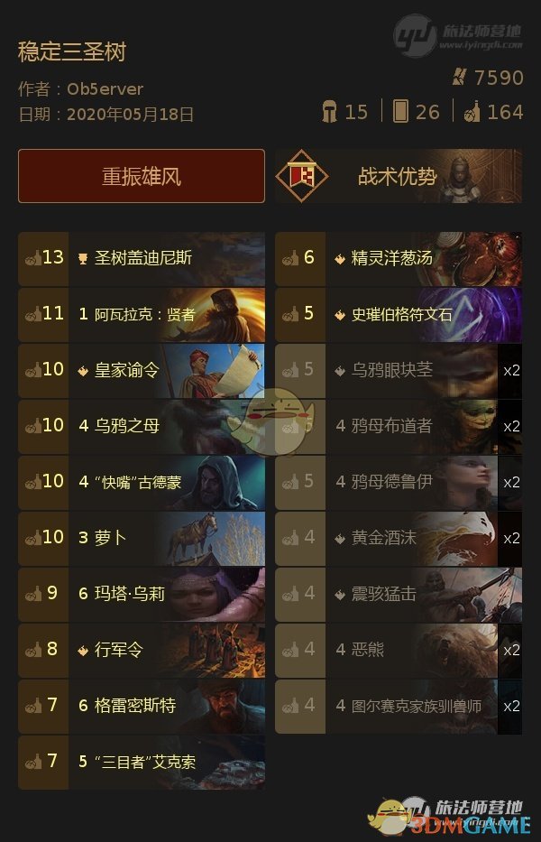 《巫师之昆特牌》冷门卡组【稳定三圣树】攻略分享