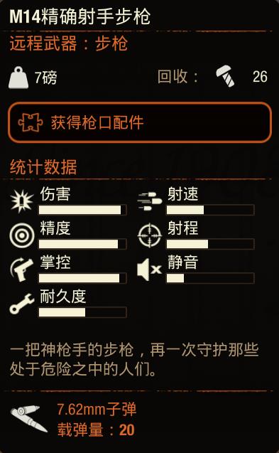 《腐烂国度2》M14精确射手步枪属性分享