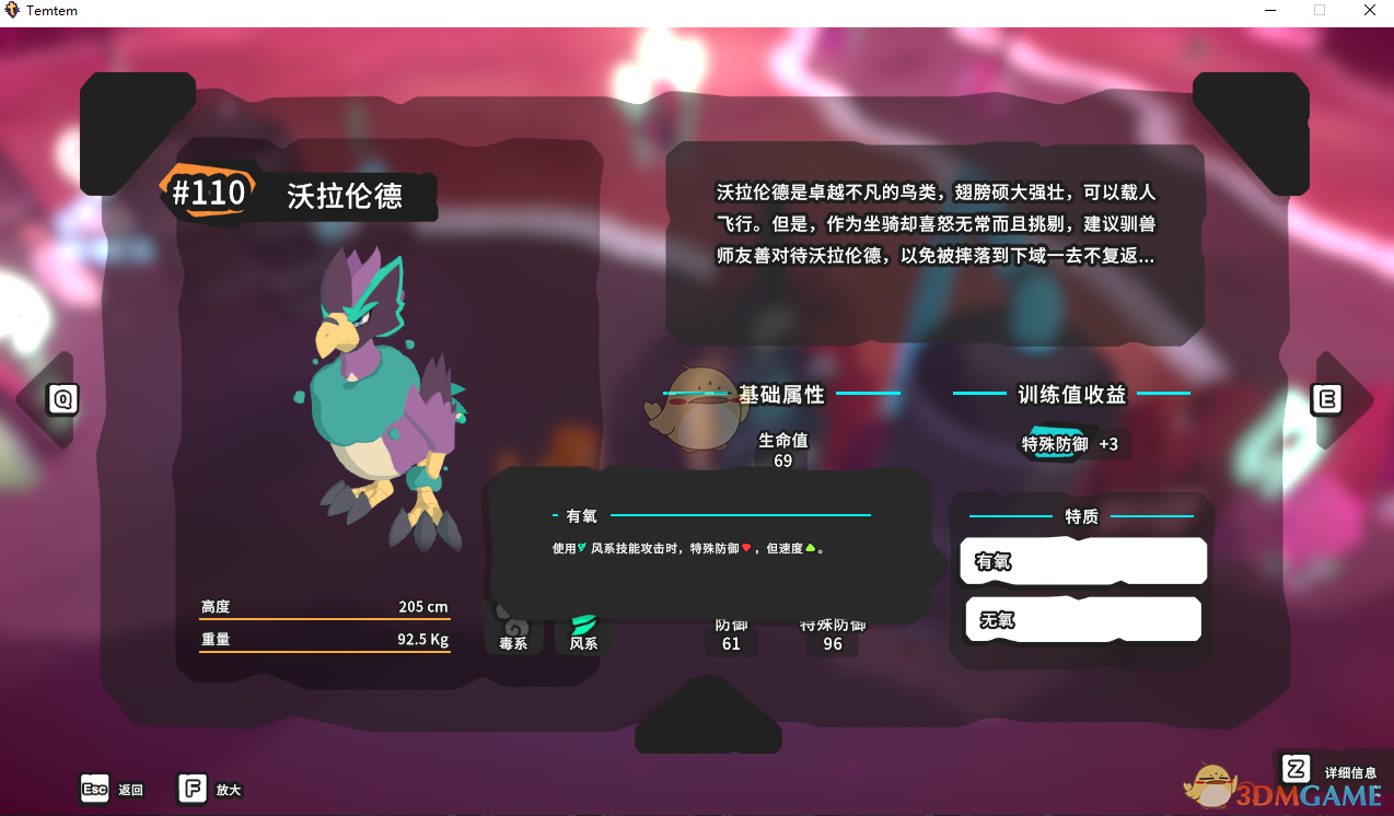 《Temtem》沃拉伦德属性天赋图鉴