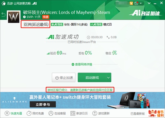 迅游完美解决《破坏领主》延迟高等问题，游戏区服已细分