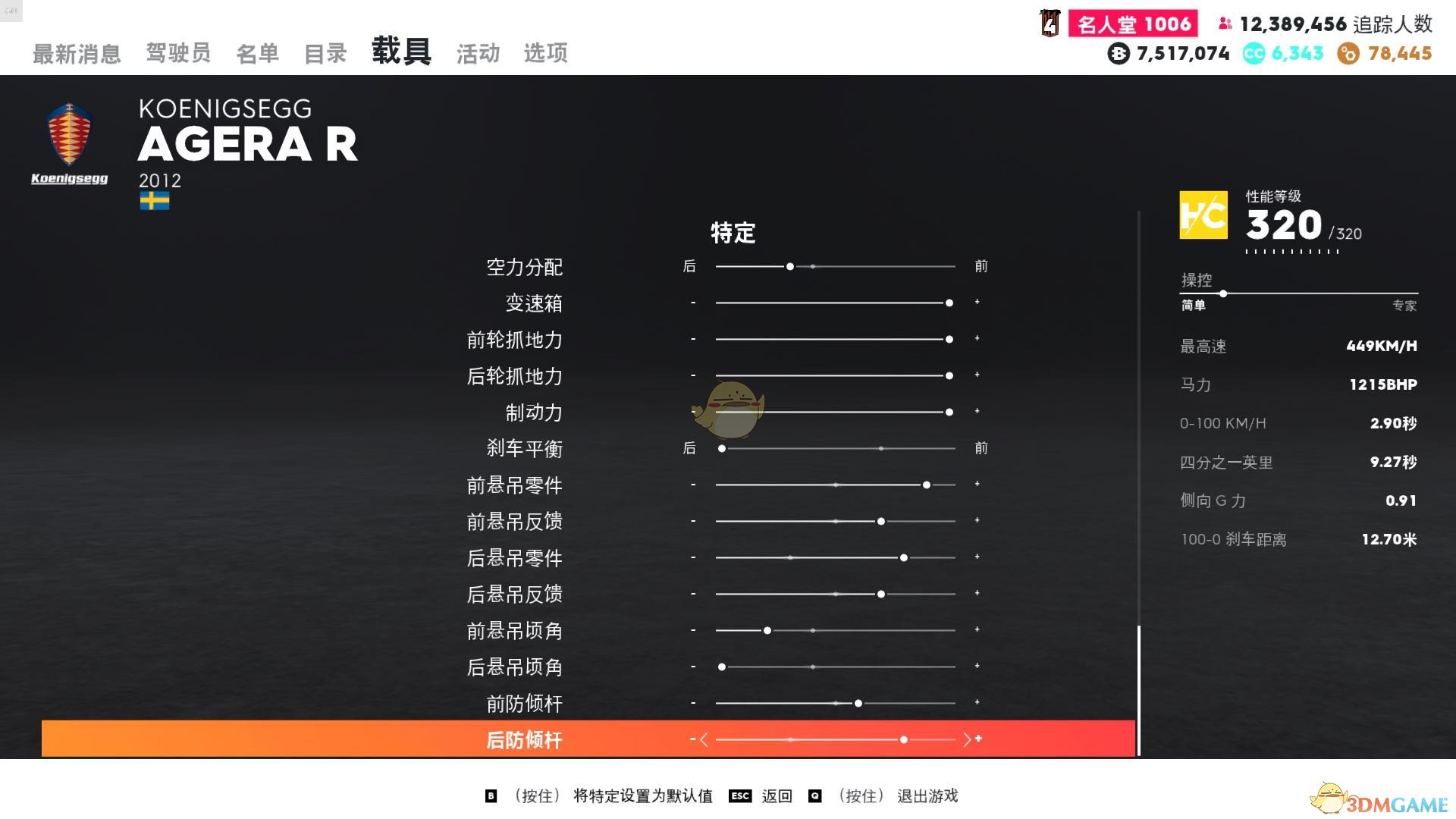《飙酷车神2》科尼塞克 AGERA R走线风格调校指南