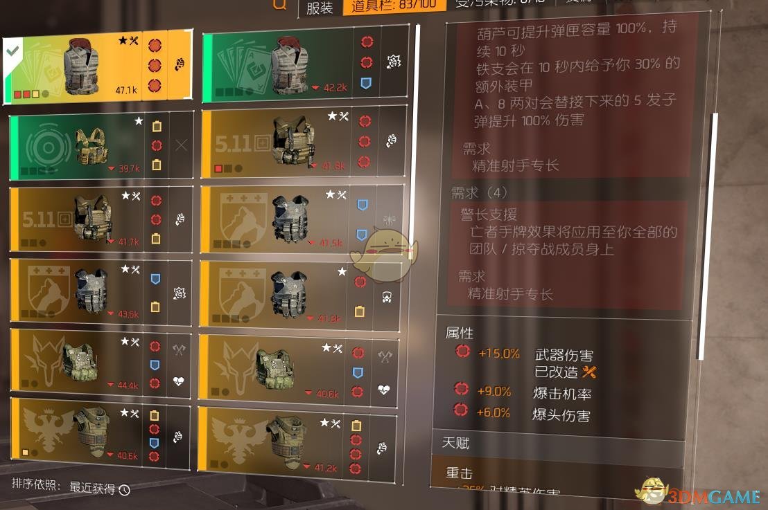 《全境封锁2》TU6机枪套配装指南