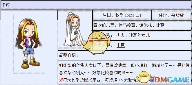 《牧场物语：重聚矿石镇》卡莲人物介绍