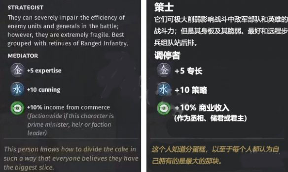 《全面战争：三国》水属性角色调停者先天属性一览